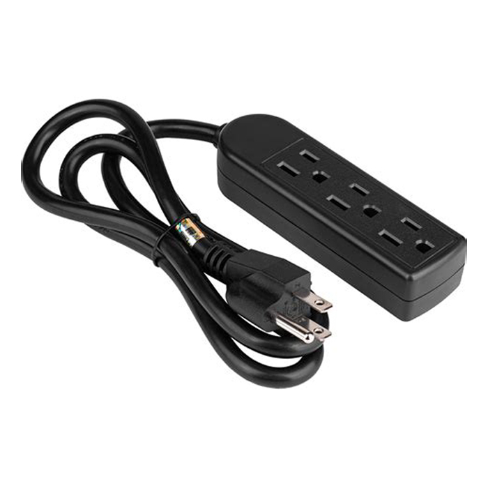 120V 14 Gauge 3-Plug Extension Cord 12'