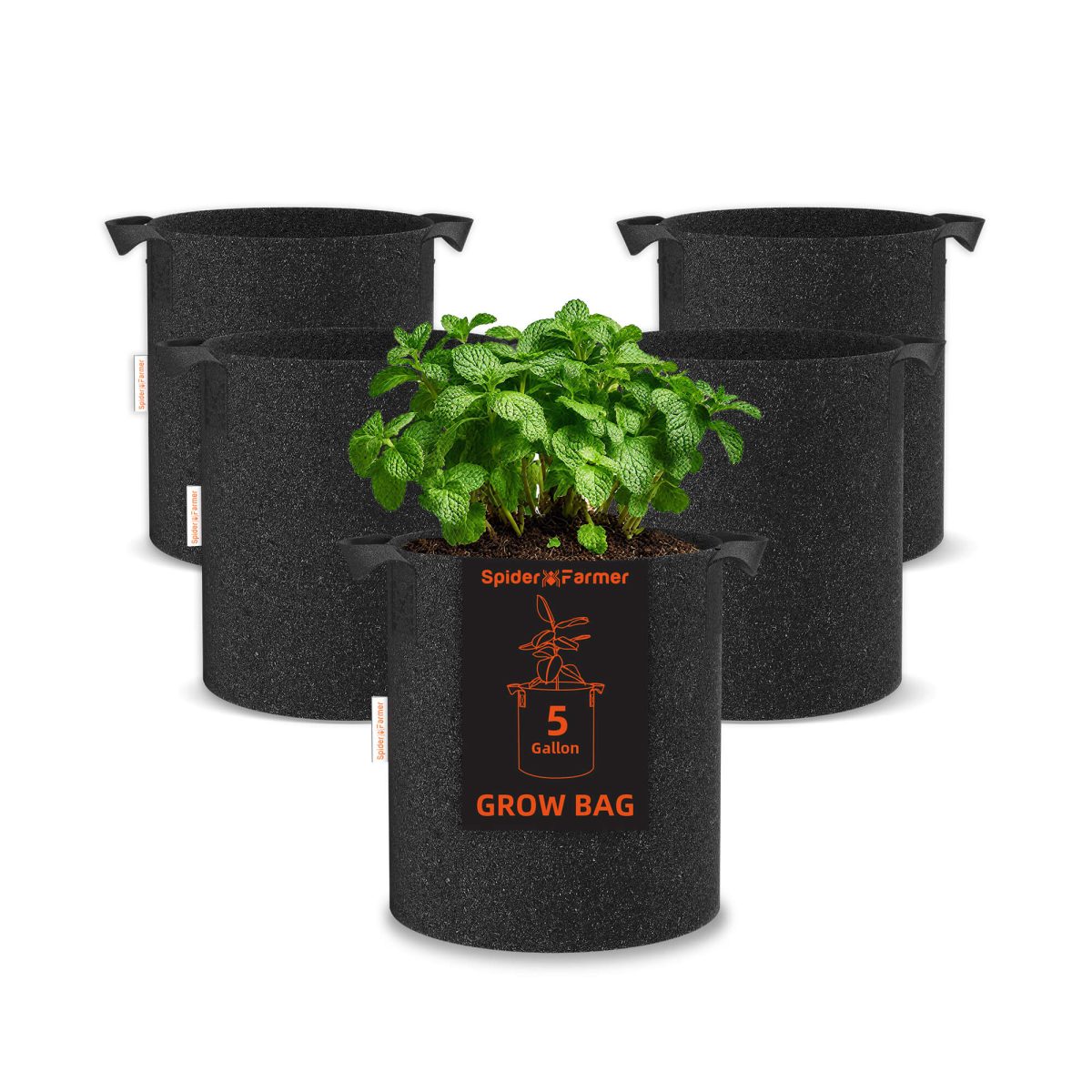 11-Gallon Fabric Grow Bags, 5-Pack