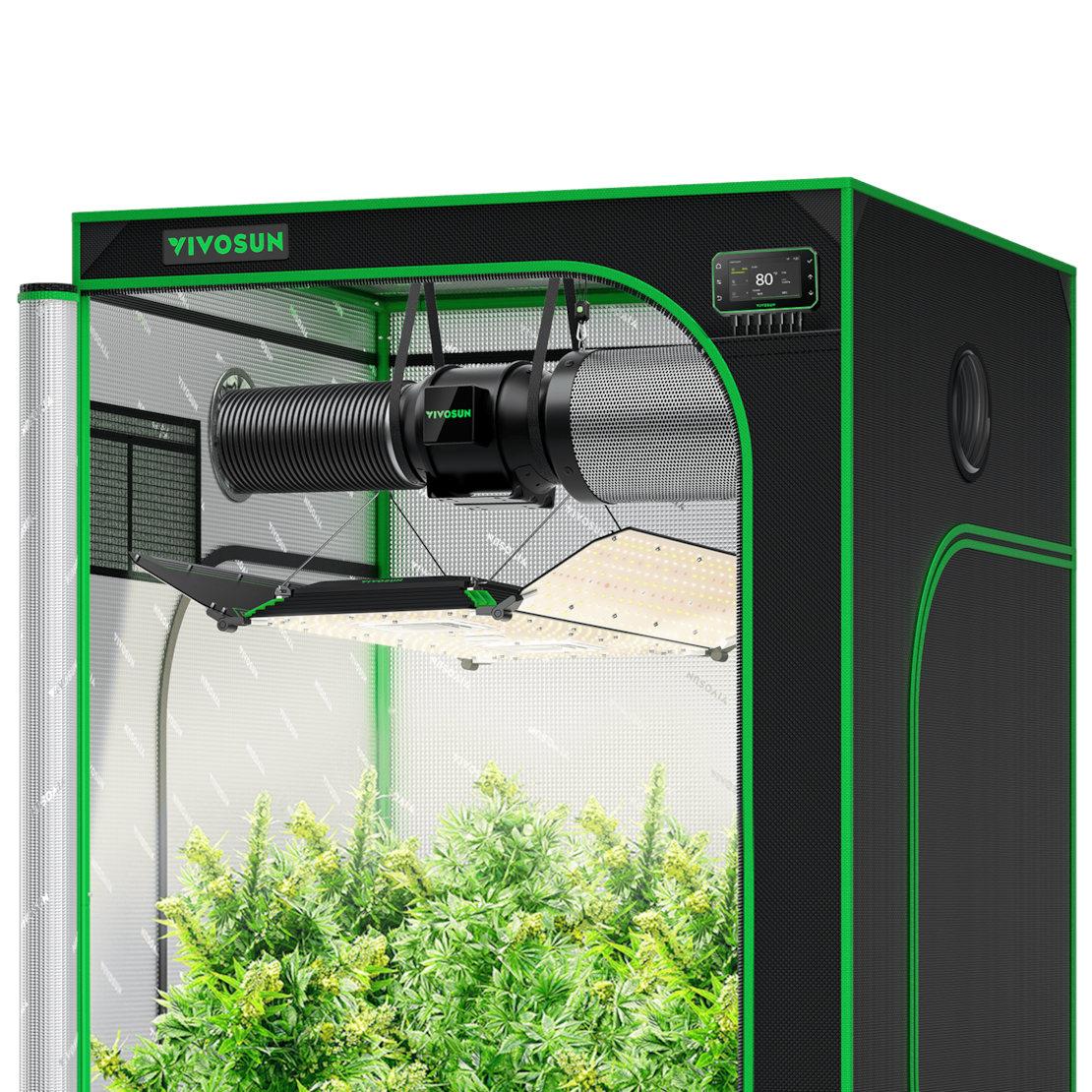 Smart Grow Tent Kit 4x4, 4-Plant Complete System, with WiFi E42A+ Controller, 400W AeroLight Wing LED Grow Light, 6-inch AeroZesh G6 Ventilation Combo