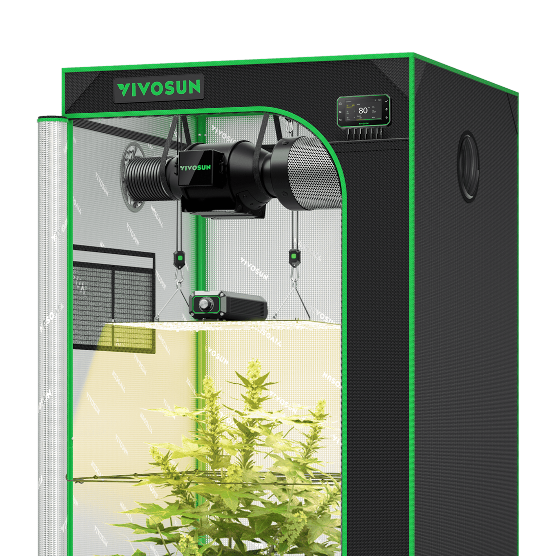 Smart Grow Tent Kit, 2.7 × 2.7ft 2-Plant System, WiFi-Integrated Automatic Grow System with Full Spectrum LED Grow Light, Efficient Ventilation System with GrowHub E42A+ Controller