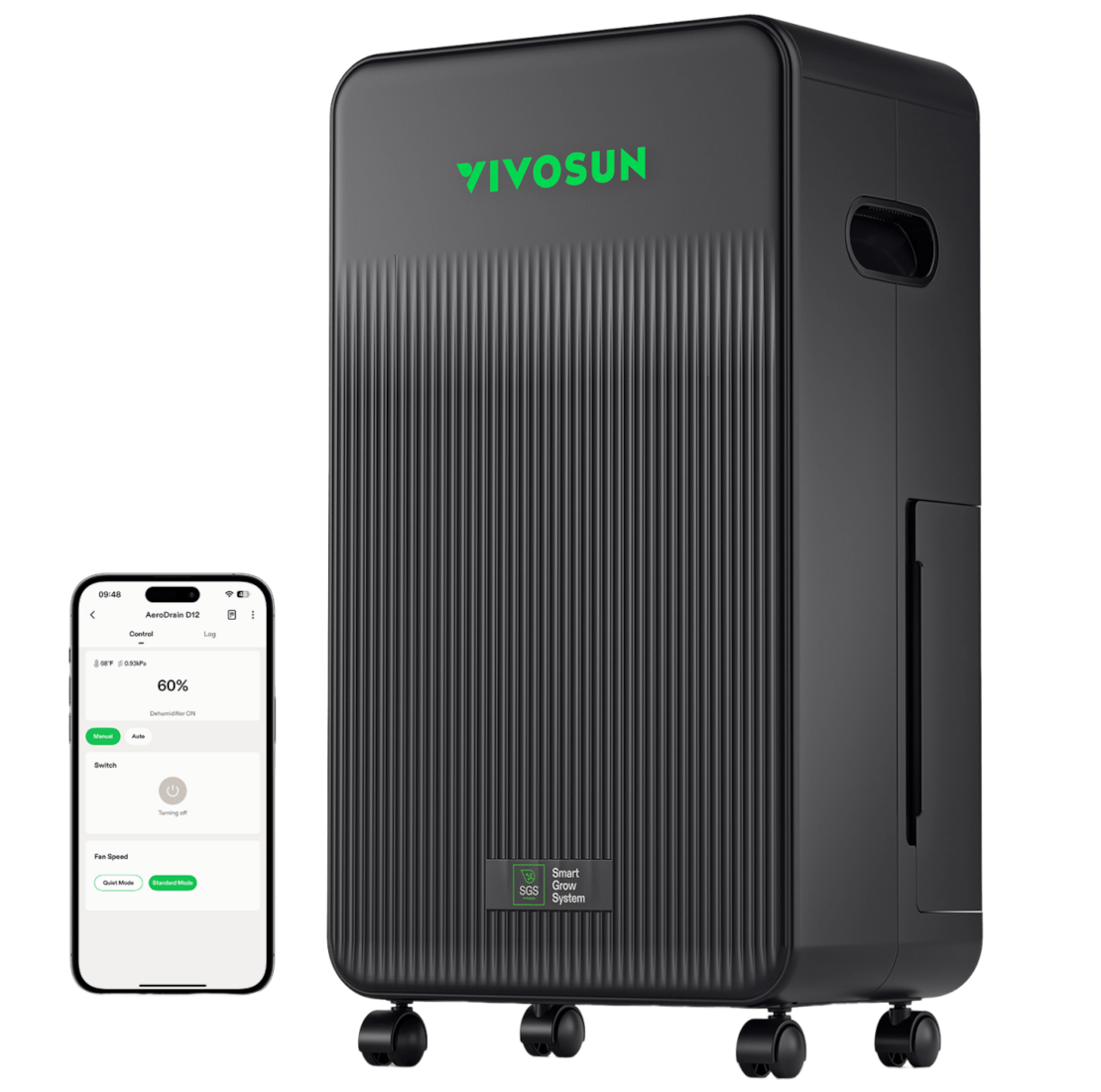 AeroDrain D12 Intelligent Environmental Dehumidifier, up to 12L/day, 2L Water Tank, with Temperature & Humidity Sensor Probe