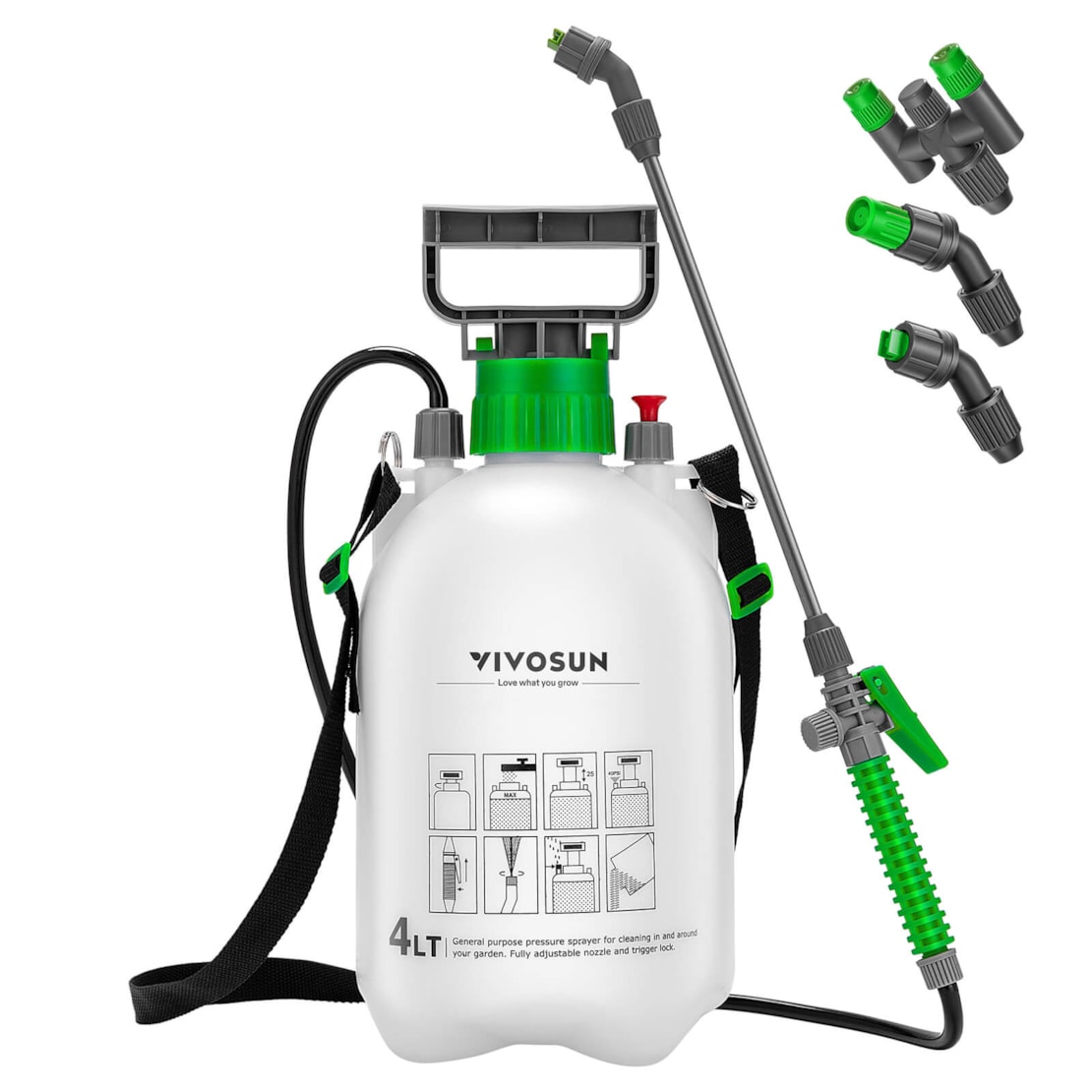 1 Gallon Pressure Sprayer 3 Water Nozzles with Adjustable Shoulder Strap