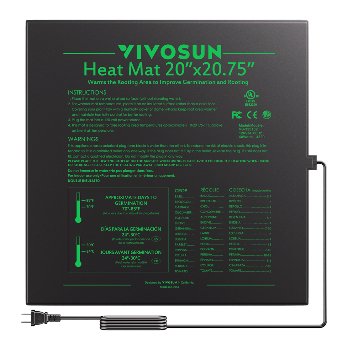Seedling Heat Mat 20″ x 20.75″